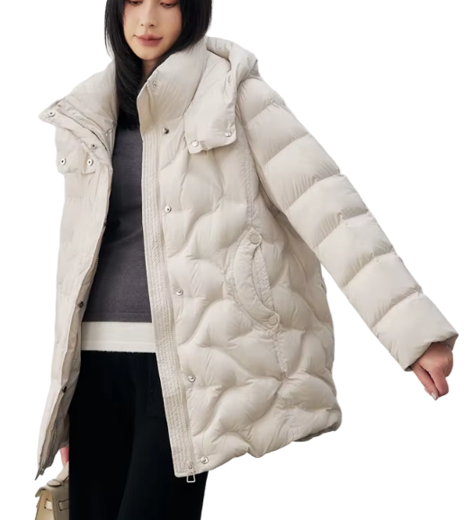 Timeless Hooded Lightweight Parka 90% White Duck Down Quilted Puffer Jacket for Women  - B12-JKT-22