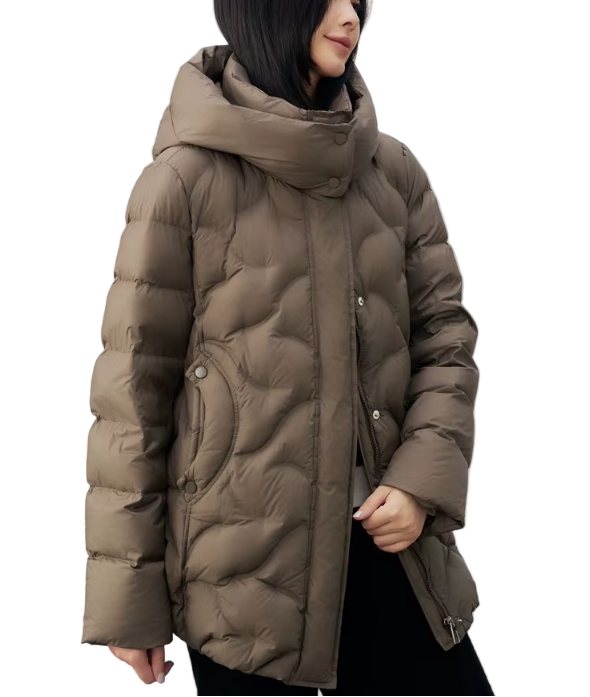 Timeless Hooded Lightweight Parka 90% White Duck Down Quilted Puffer Jacket for Women  - B12-JKT-22