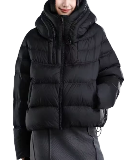 Timeless Hooded Zipper Short Puffer  90% White Duck Down Quilted Jacket for Women- B12-JKT-10