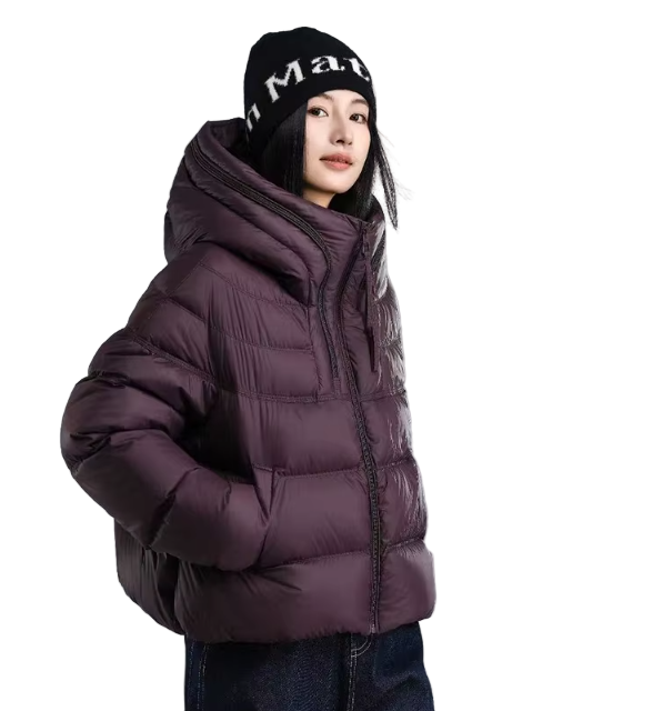 Timeless Hooded Zipper Short Puffer  90% White Duck Down Quilted Jacket for Women- B12-JKT-10