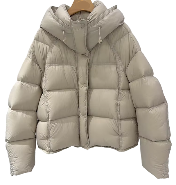 Timeless Hooded Zipper Short Puffer  90% White Duck Down Quilted Jacket for Women- B12-JKT-11