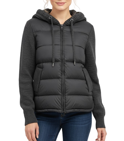 Timeless Knitted Spliced Hooded Lightweight Soft Warm  90% White Duck Down Jacket for Women - B12-JKT-40