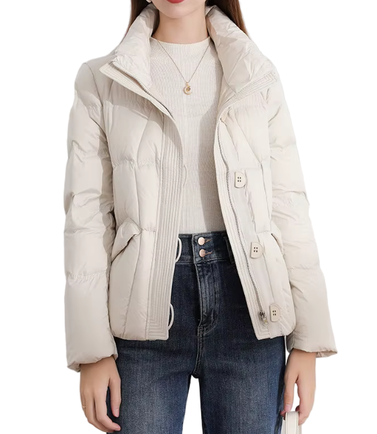 Timeless Light 90% White Duck Down Stand Collar Warm Parka Jacket for Women - B12-JKT-42