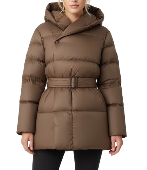 Timeless Lightweight With a Waist Belt Hooded Warm Parka Down Jacket for Women -B12-JKT-66