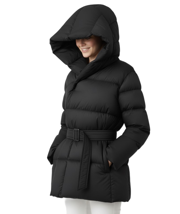 Timeless Lightweight With a Waist Belt Hooded Warm Parka Down Jacket for Women -B12-JKT-66