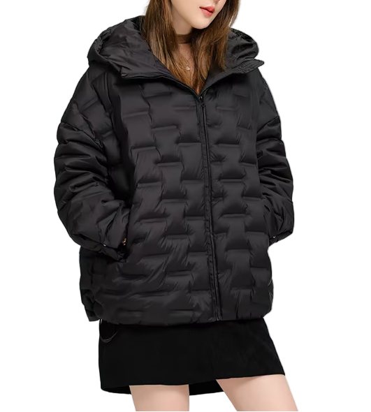 Timeless Loose Fit Hooded Lightweight Windproof 90% White Duck Down Quilted Jacket for Women - B12-JKT-31