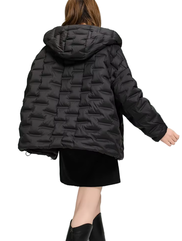 Timeless Loose Fit Hooded Lightweight Windproof 90% White Duck Down Quilted Jacket for Women - B12-JKT-31