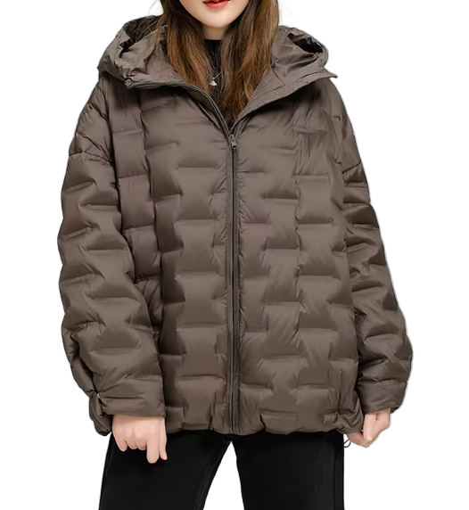 Timeless Loose Fit Hooded Lightweight Windproof 90% White Duck Down Quilted Jacket for Women - B12-JKT-31