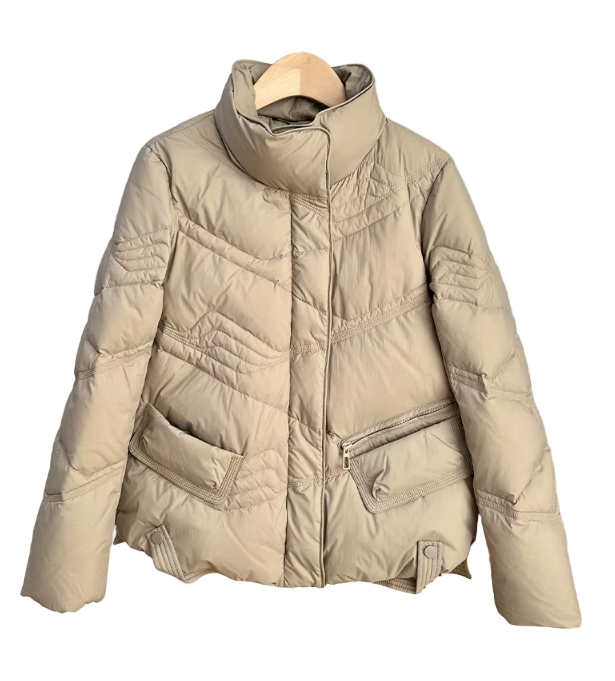 Timeless Stand Collar Lightweight Pocket Zipper 90% White Duck Down Jacket for Women - B12-JKT-51