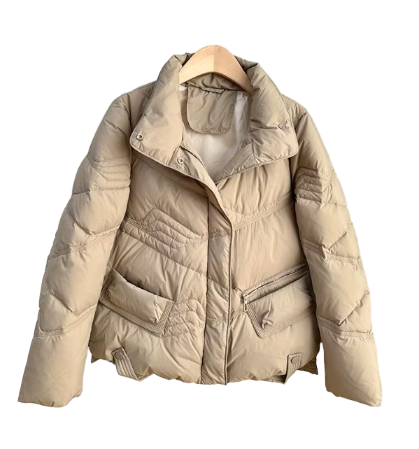 Timeless Stand Collar Lightweight Pocket Zipper 90% White Duck Down Jacket for Women - B12-JKT-51