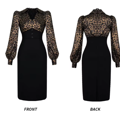 Timeless Trendy  & Elegant Slim Waist Long Sleeve Pencil Dresses  - B4-DRESS-B349
