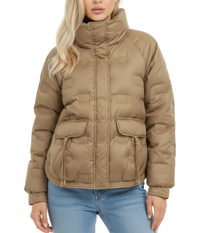Timeless  Turtle-Neck Lightweight Warm White Duck Down Quilted  Jacket for Women - B12-JKT-06