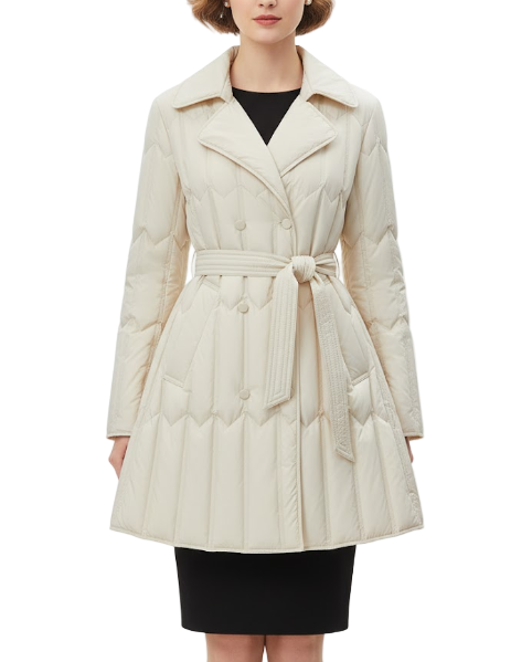 Timeless Ultra Light Waist Belt  90% White Duck Down Quilted Jacket for Women - B12-JKT- 70