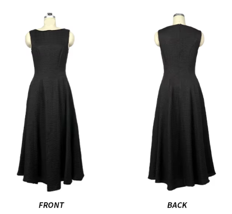 Timeless & Elegant A-Line Slim Waist Black Dress for Women - B4-DRESS-B332