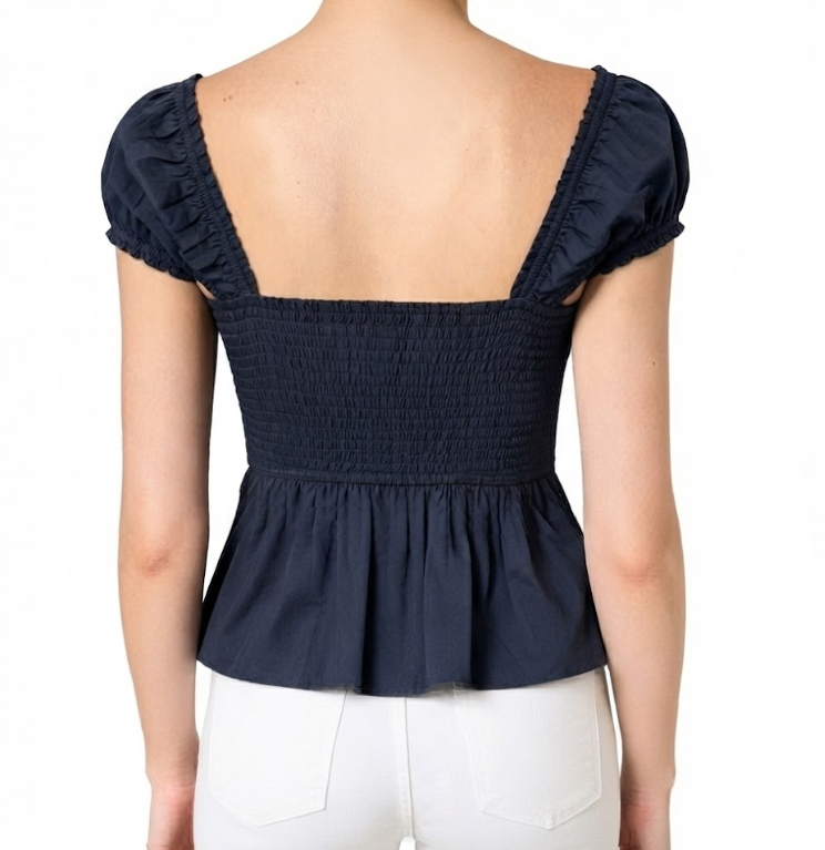 Timeless & Elegant Button Front U neck Short Sleeves for Women - BP-B20 -TOP-17