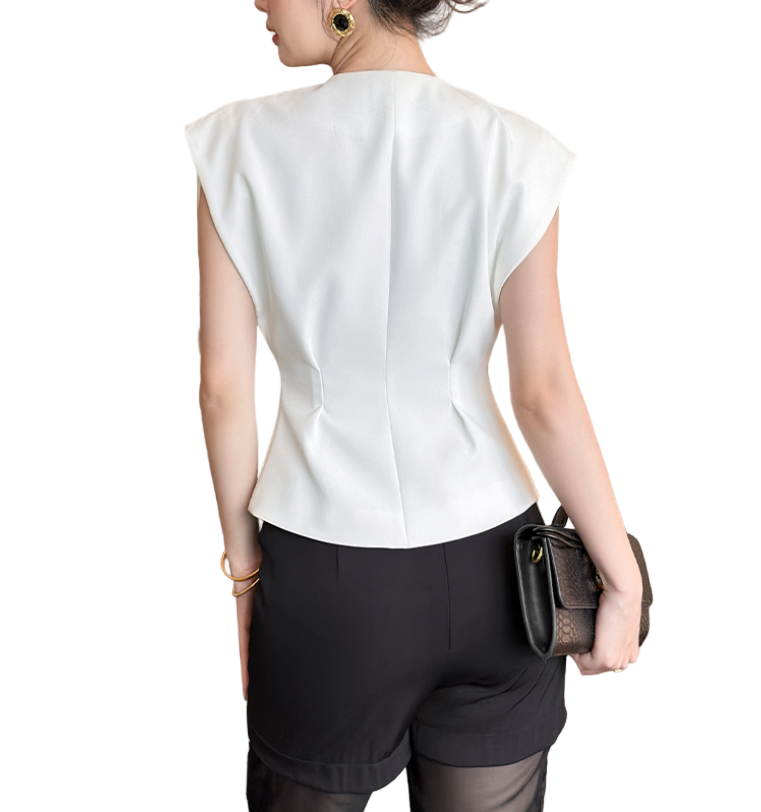 Timeless & Elegant  Button Slim-Waist Blouses - B4-TOP-B11