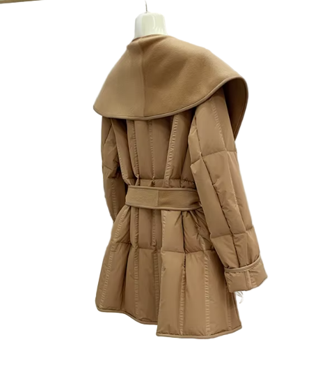 Timeless & Elegant Design Ultra Light Cashmere Waist Belt White Duck Down Soft Warm Jacket for Women - B12-JKT-58