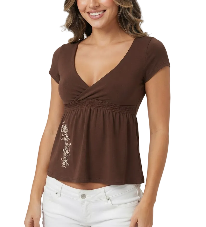 Timeless & Elegant Embroidered V neck Peplum Fit Blouses for Women - BP-B20 -TOP-29