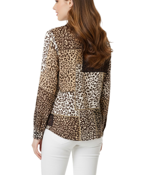 Timeless & Elegant Leopard Print Turn-down Collar Button Up Shirts for Women  - B13-TOP-364