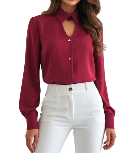 Timeless & Elegant Long Sleeve Button-Up Collar Shirt for Women  - B13-TOP-215