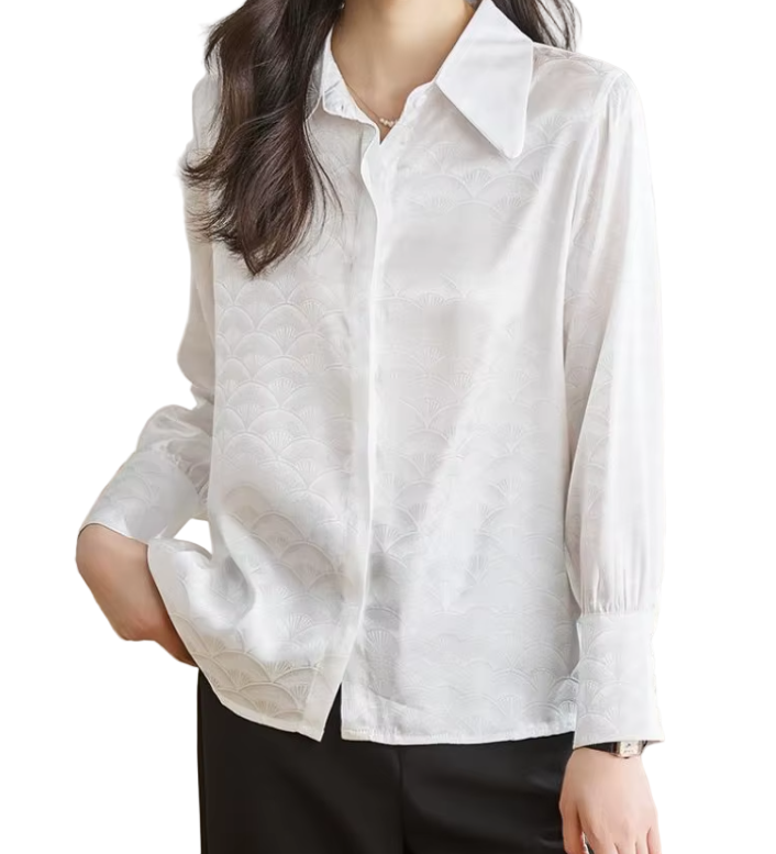 Timeless & Elegant Long Sleeve Collar Dress Shirt for Women  - B13-TOP-182