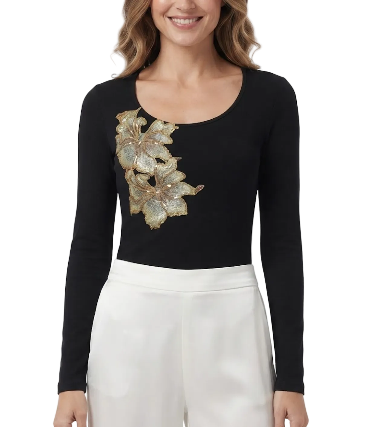 Trendy & Elegant Long Sleeve Embroidered O-neck Tops for Women - BP-B20 -TOP-241