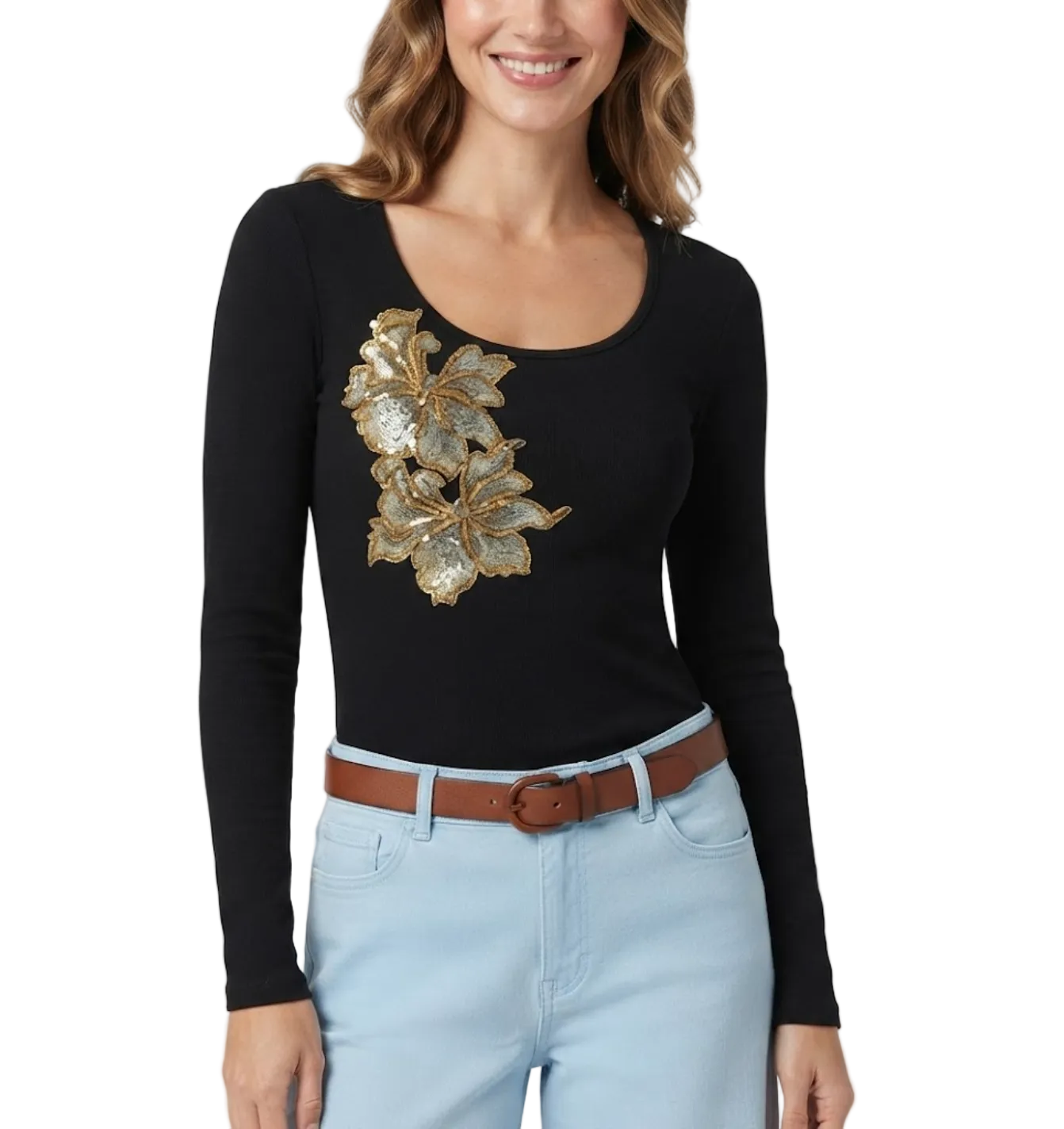 Trendy & Elegant Long Sleeve Embroidered O-neck Tops for Women - BP-B20 -TOP-241