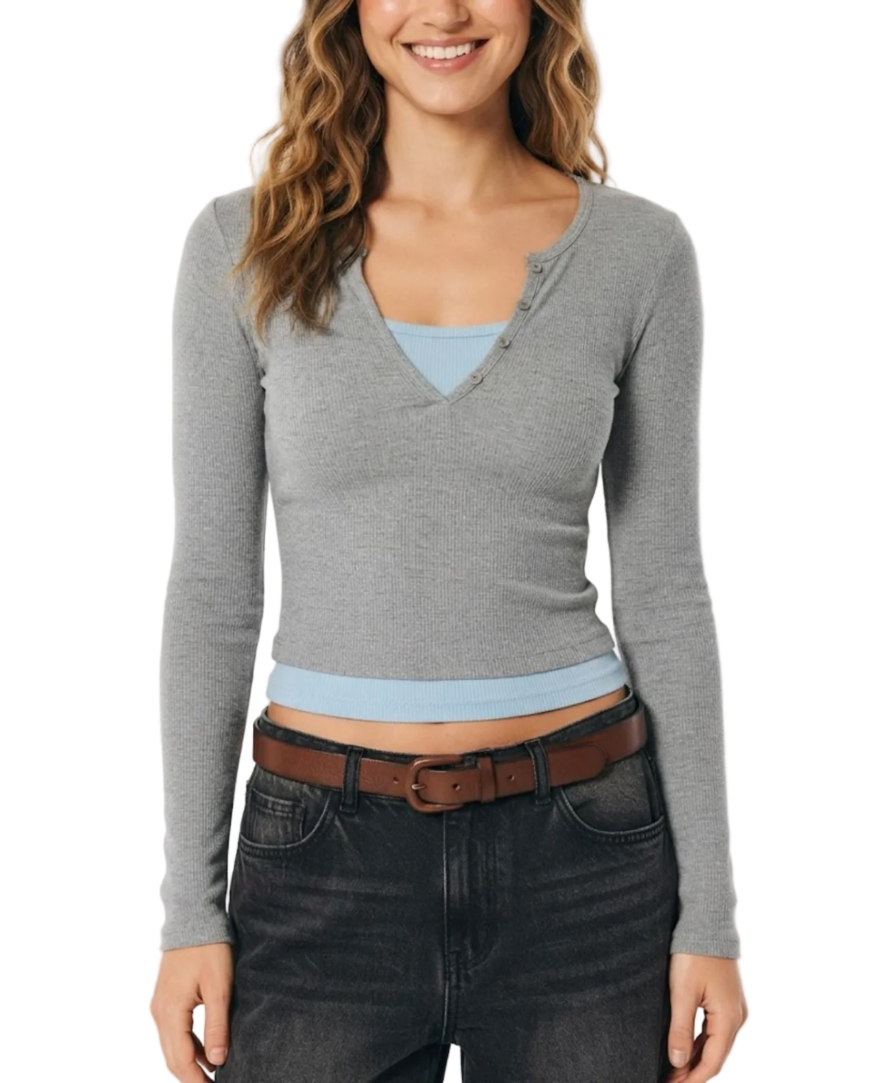 Timeless & Elegant Long Sleeve Faux Double Layer Tops for Women - BP-B20 -TOP-268