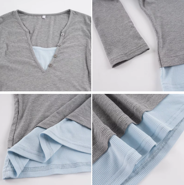 Timeless & Elegant Long Sleeve Faux Double Layer Tops for Women - BP-B20 -TOP-268