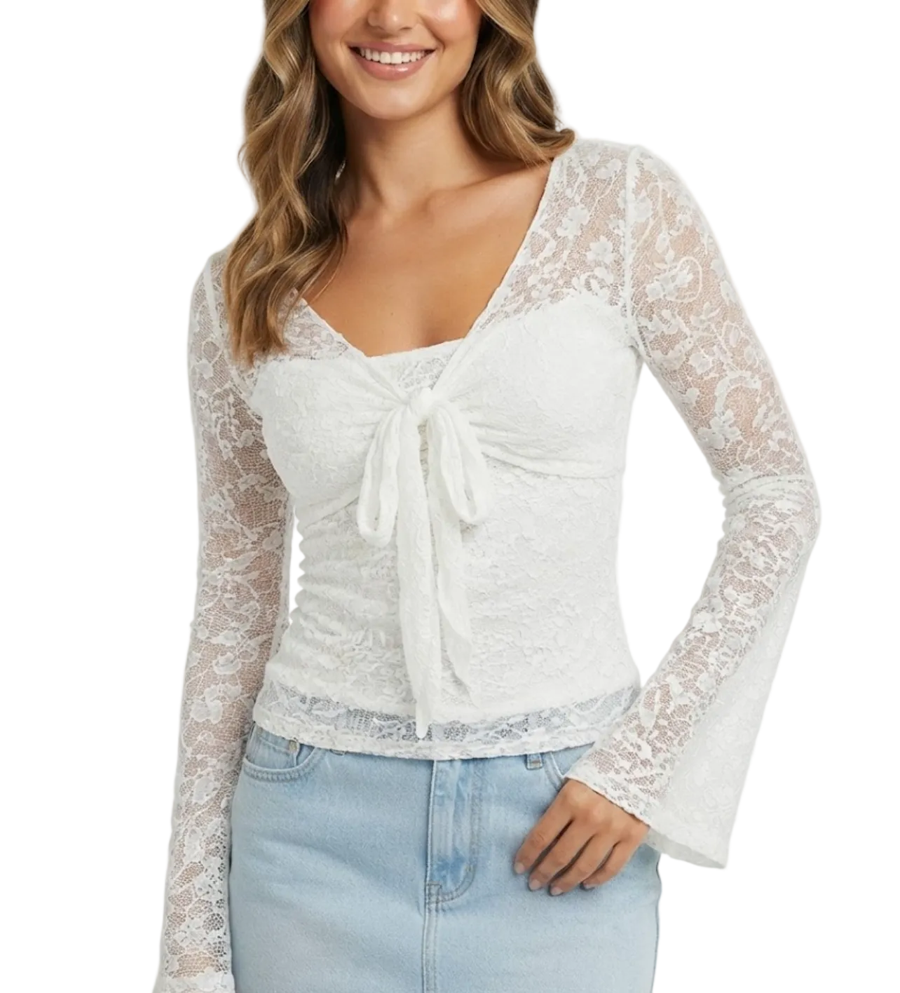 Trendy & Elegant Long Sleeve Lace Blouse for Women - BP-B20 -TOP-252