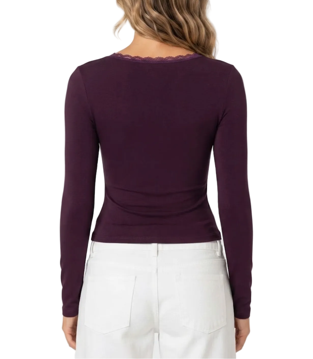 Timeless & Elegant Long Sleeve Lace Trim Blouse for Women - BP-B20 -TOP-265