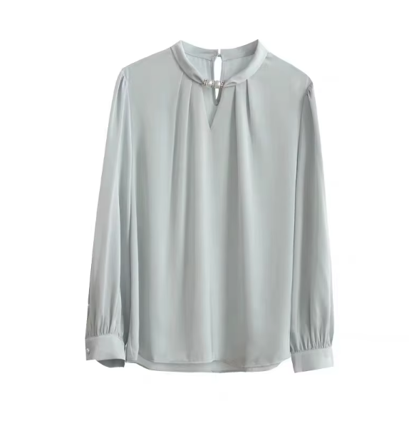 Timeless & Elegant  Long Sleeve O-neck Quality Chiffon Pullover Blouse for Women  - B13-TOP-112