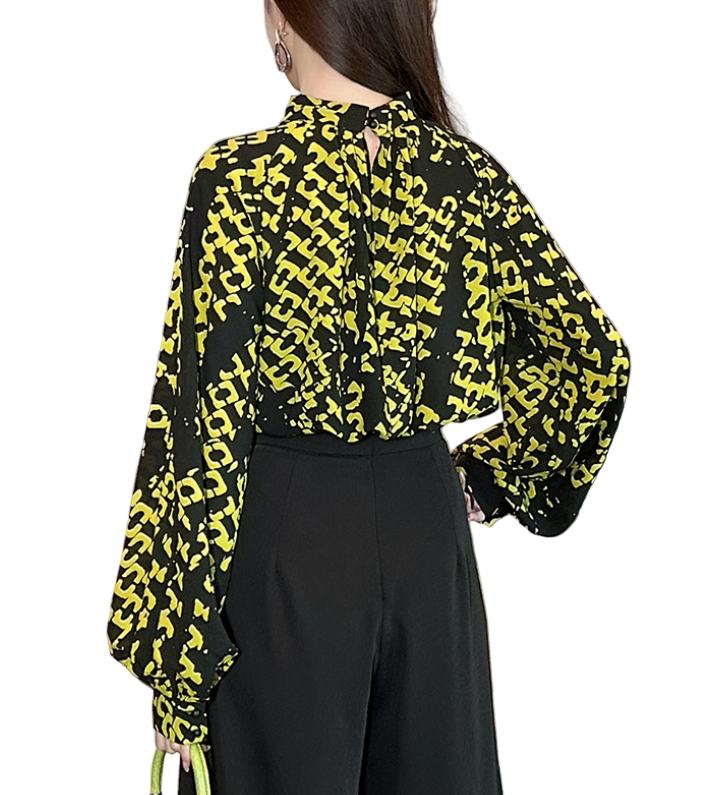 Timeless & Elegant Long Sleeve Printed Chiffon Blouses - B4-TOP-B14