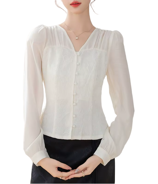 Timeless & Elegant Long Sleeve Slim-Fit Blouse for Women  - B13-TOP-118