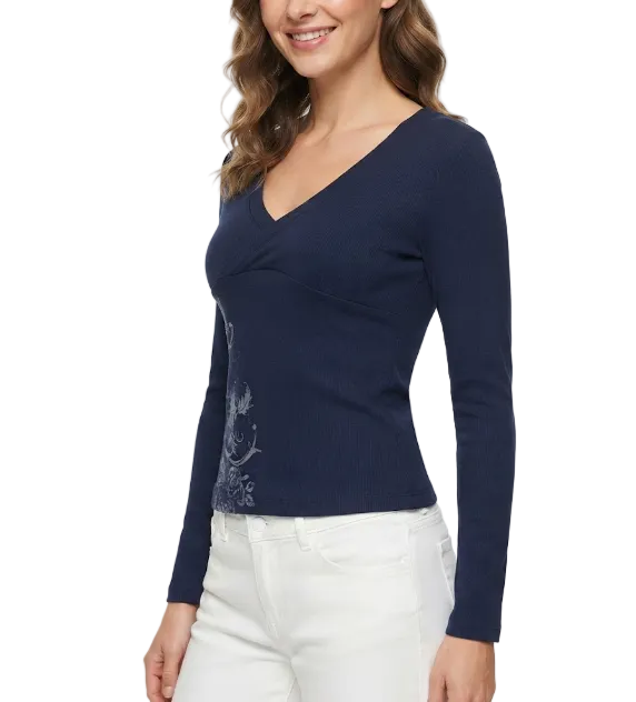 Timeless & Elegant Long Sleeve V-neck Ribbed Tops for Women - BP-B20 -TOP-217
