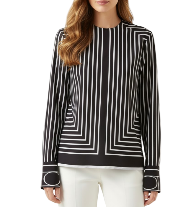 Timeless & Elegant O-Neck Pullover Stripped Blouses for Women  - B13-TOP-332