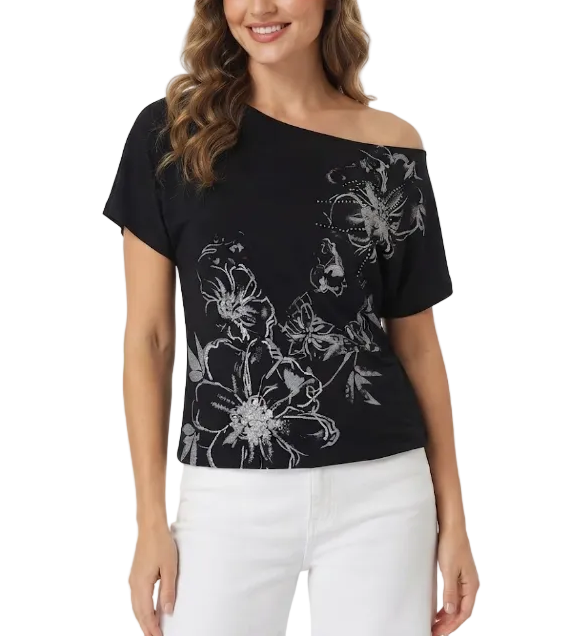 Timeless & Elegant Short Sleeve Asymmetrical Neck-Line Tops for Women - BP-B20 -TOP-32