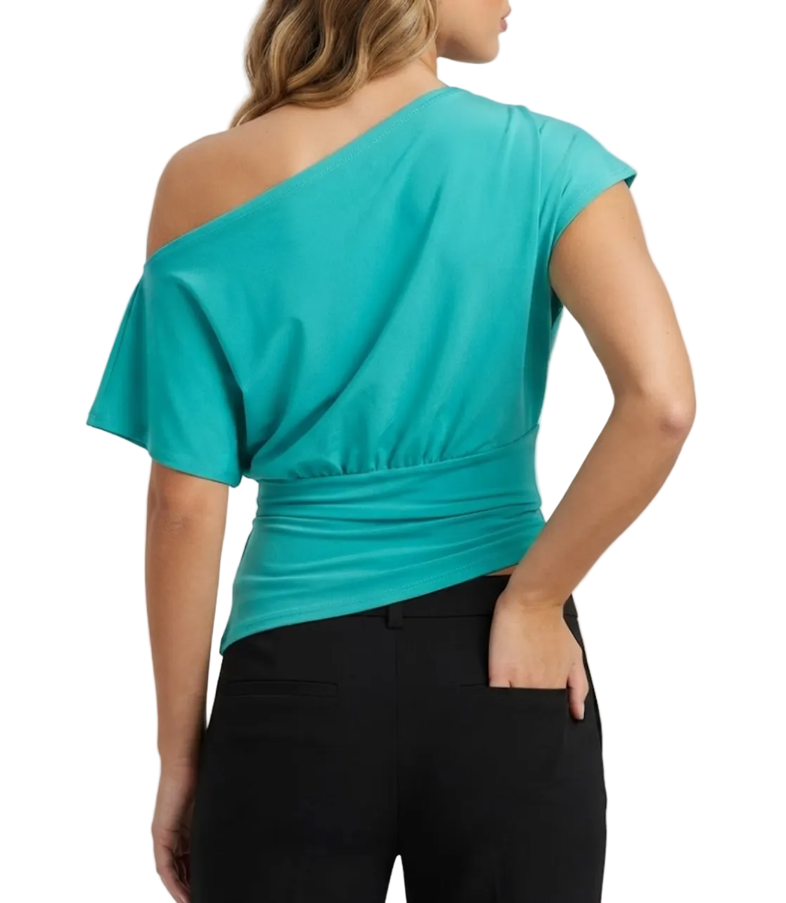 Timeless & Elegant Short Sleeve Asymmetrical Shoulder-Neck-Line Tops for Women - BP-B20 -TOP-65