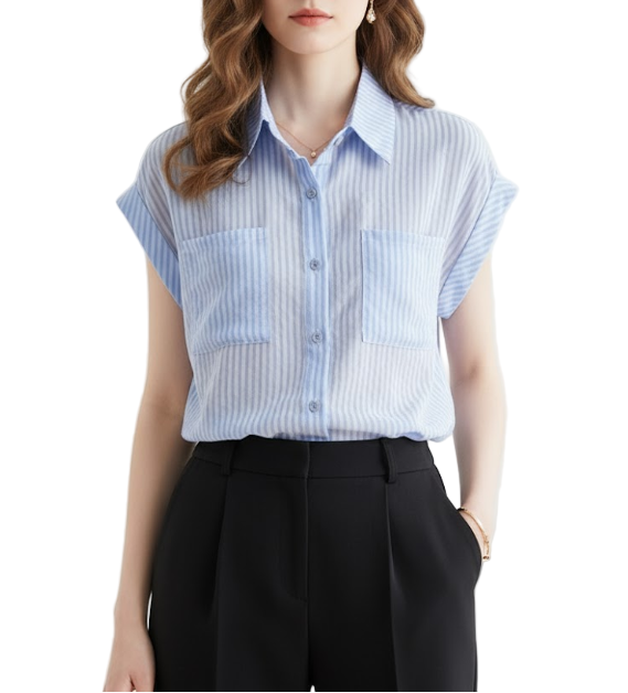 Timeless & Elegant Short Sleeve Collar Shirts for Women  - B13-TOP- 63