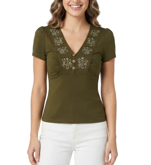 Timeless & Elegant Short Sleeve V-Neck Tops for Women - BP-B20 -TOP-196