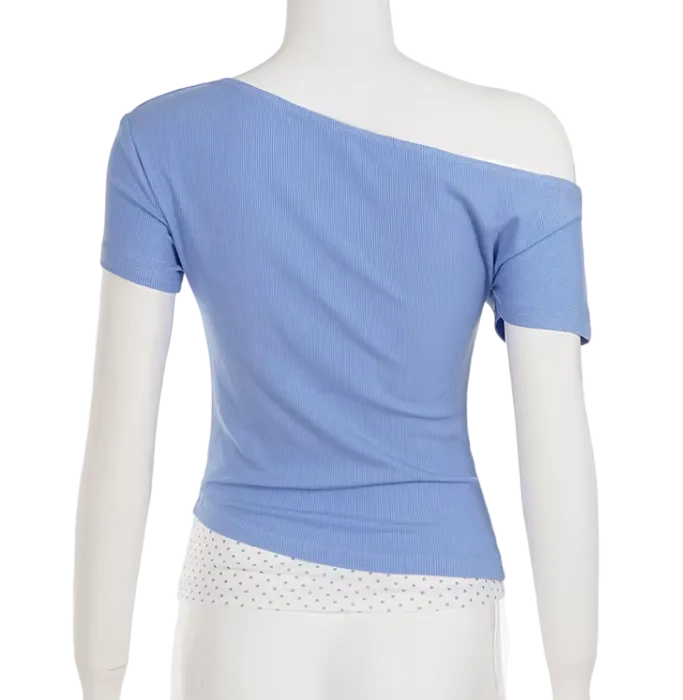 Timeless & Elegant Short Sleeve Faux Double Layer Blouses for Women - BP-B20 -TOP-11