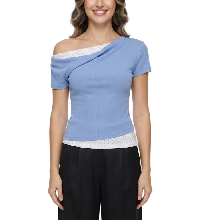 Timeless & Elegant Short Sleeve Faux Double Layer Blouses for Women - BP-B20 -TOP-11