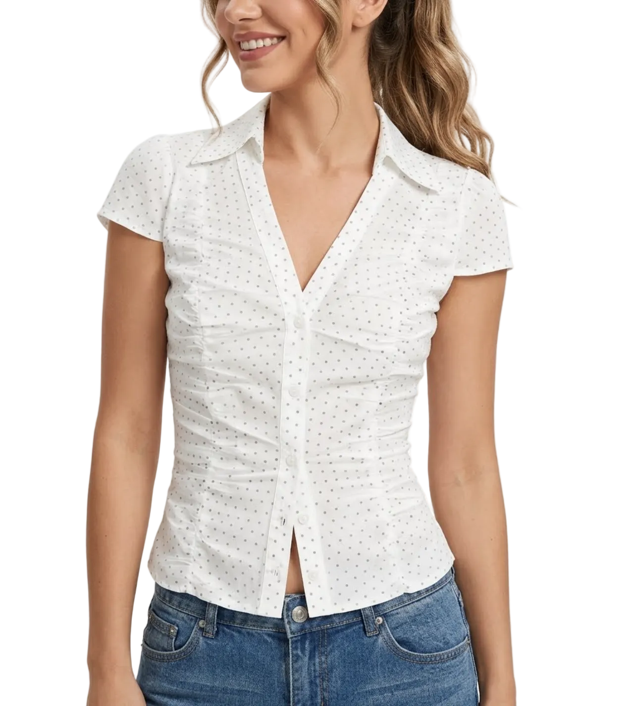 Timeless & Elegant Short Sleeve Slim-Fit Pleated Tops for Women - BP-B20 -TOP-232