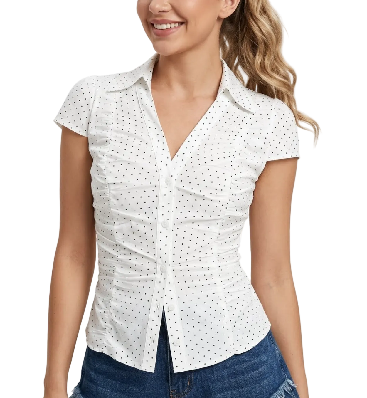 Timeless & Elegant Short Sleeve Slim-Fit Pleated Tops for Women - BP-B20 -TOP-232