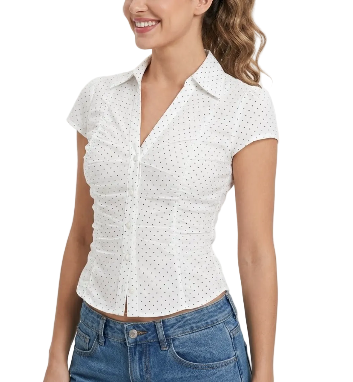 Timeless & Elegant Short Sleeve Slim-Fit Pleated Tops for Women - BP-B20 -TOP-232