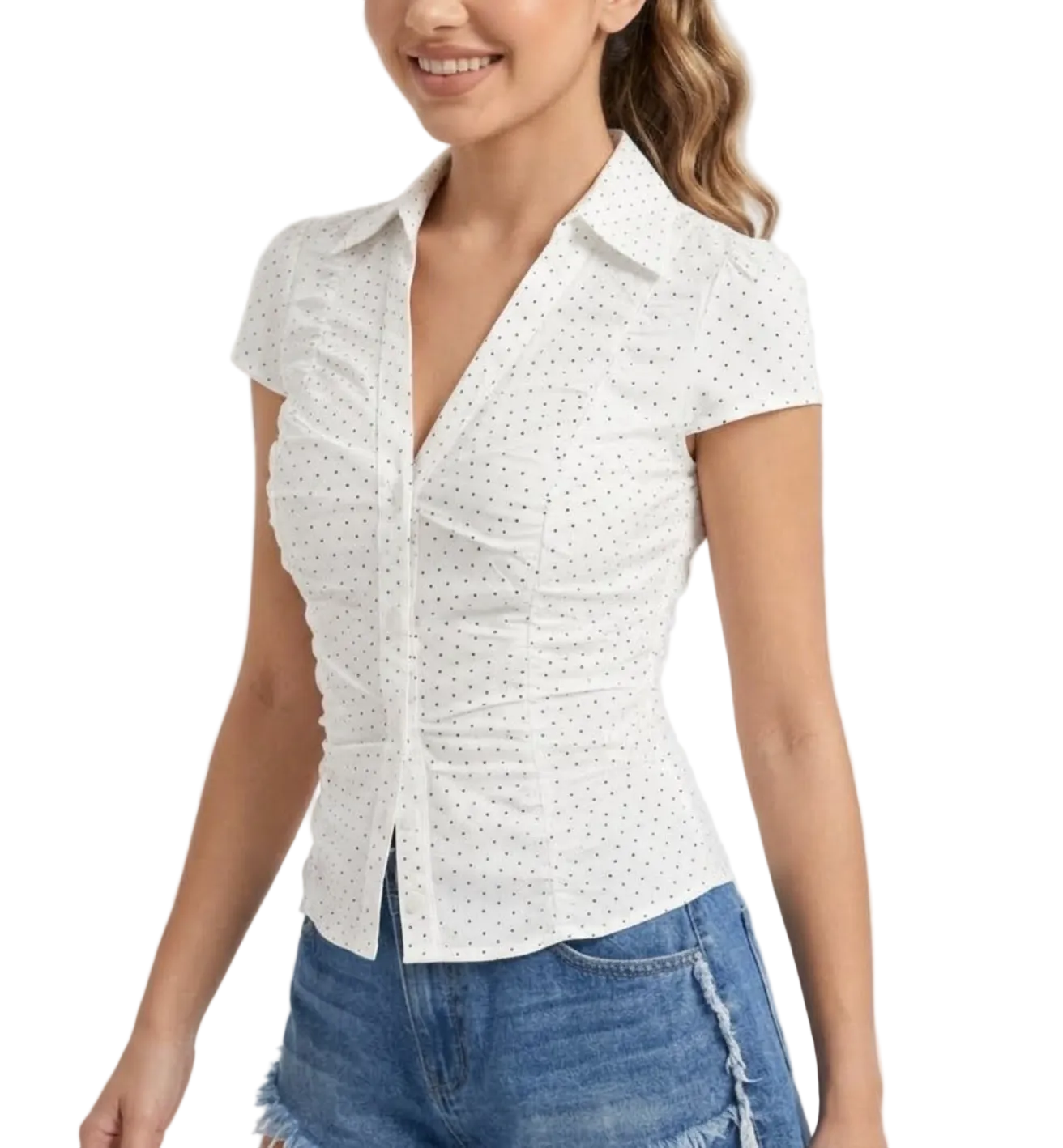 Timeless & Elegant Short Sleeve Slim-Fit Pleated Tops for Women - BP-B20 -TOP-232