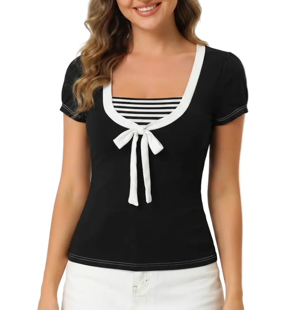 Timeless & Elegant Short Sleeve U-neck Tops for Women - BP-B20 -TOP-127