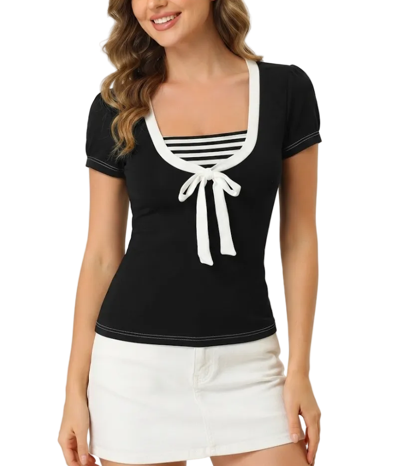 Timeless & Elegant Short Sleeve U-neck Tops for Women - BP-B20 -TOP-127