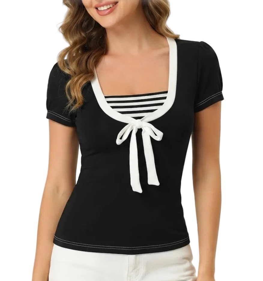 Timeless & Elegant Short Sleeve U-neck Tops for Women - BP-B20 -TOP-127