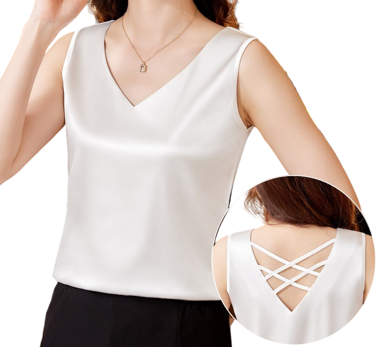 Timeless & Elegant Sleeveless Satin-Silk Blouses for Women  - B13-TOP-208